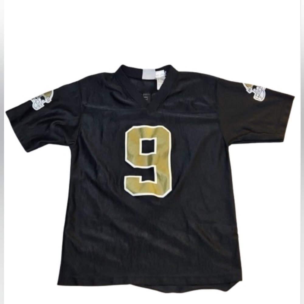 🎁 Drew Brees Boy's Large New Orleans Saints #9 NFL Players Black Game Jersey